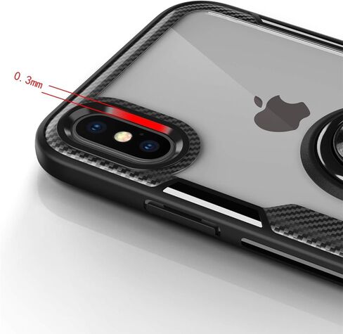 حافظة SORAKA شفافة لهاتف iPhone X/iPhone Xs مع حامل حلقي، حافظة نحيفة وغطاء صلب شفاف من البولي كربونات لهاتف iPhone X مع لوحة معدنية لحامل هاتف السيارة المغناطيسي in Kuwait