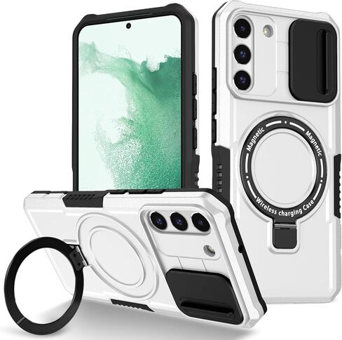 Phone Case for Samsung S22 Plus with Ring Stand Magnetic Black fits Wireless Charger, Camera Lens Protector Cover for Samsung Galaxy S22 Plus Case Shockproof Anti-Slip (Blue) in Saudi Arabia