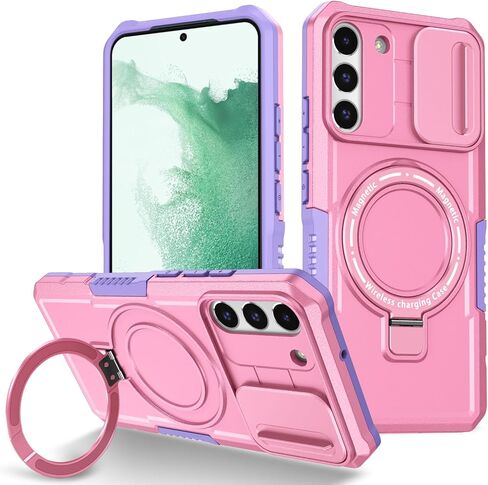 Phone Case for Samsung S22 Plus with Ring Stand Magnetic Black fits Wireless Charger, Camera Lens Protector Cover for Samsung Galaxy S22 Plus Case Shockproof Anti-Slip (Blue) in Saudi Arabia