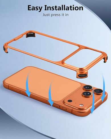 حافظة معدنية ممتصة للصدمات لهاتف iPhone 17 Pro Max، إطار من سبائك الألومنيوم وخلفية مجوفة وحافة مرتفعة متوافقة مع Magsafe، غطاء حماية نحيف ومقاوم للصدمات وغطاء صلب بارد، برتقالي كوني in Kuwait