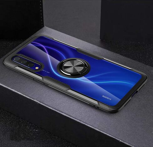 حافظة SORAKA شفافة لهاتف Xiaomi Mi 9 Lite مع حامل حلقي، حافظة نحيفة وغطاء صلب شفاف من البولي كربونات لهاتف Xiaomi Mi 9 Lite مع لوحة معدنية لحامل هاتف السيارة المغناطيسي in Kuwait
