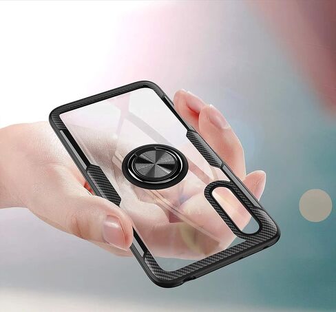 حافظة SORAKA شفافة لهاتف Xiaomi Mi 9 Lite مع حامل حلقي، حافظة نحيفة وغطاء صلب شفاف من البولي كربونات لهاتف Xiaomi Mi 9 Lite مع لوحة معدنية لحامل هاتف السيارة المغناطيسي in Kuwait