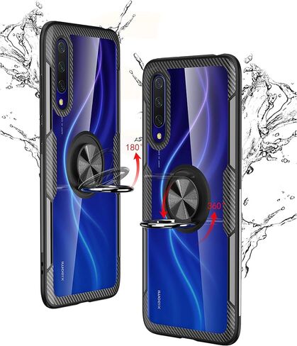 حافظة SORAKA شفافة لهاتف Xiaomi Mi 9 Lite مع حامل حلقي، حافظة نحيفة وغطاء صلب شفاف من البولي كربونات لهاتف Xiaomi Mi 9 Lite مع لوحة معدنية لحامل هاتف السيارة المغناطيسي in Kuwait
