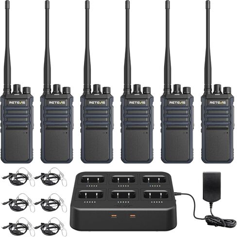 Retevis RT86S Heavy Duty 2-Way Radios (6-Pack) – Long Range Walkie Talkies with Group Call,NOAA, Emergency Alarm, 2600mAh Battery & 6-Port Charging Dock,Type-C Charging for Commercial, Industrial Use in Saudi Arabia