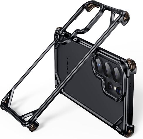 جراب OATSBASF متوافق مع هاتف Samsung Galaxy S26 Ultra Bumper بدون ظهر، تصميم نحيف من الألومنيوم، حماية ضد الصدمات في 4 زوايا، تبديد سريع للحرارة بدون إطار، أسود in Kuwait