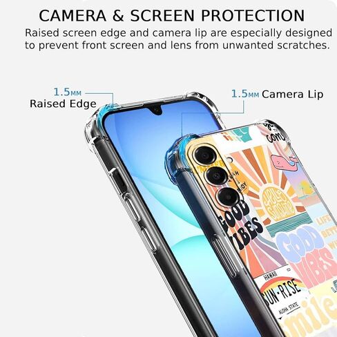 Case for Samsung Galaxy A17 with Aesthetic Design,Good Vibes Positive Quote Collage,Clear Slim Soft TPU Bumper Phone Cover,6.7"(Good,A17) in Saudi Arabia