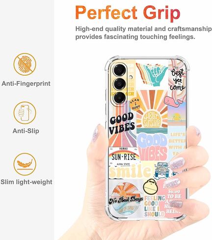 Case for Samsung Galaxy A17 with Aesthetic Design,Good Vibes Positive Quote Collage,Clear Slim Soft TPU Bumper Phone Cover,6.7"(Good,A17) in Saudi Arabia