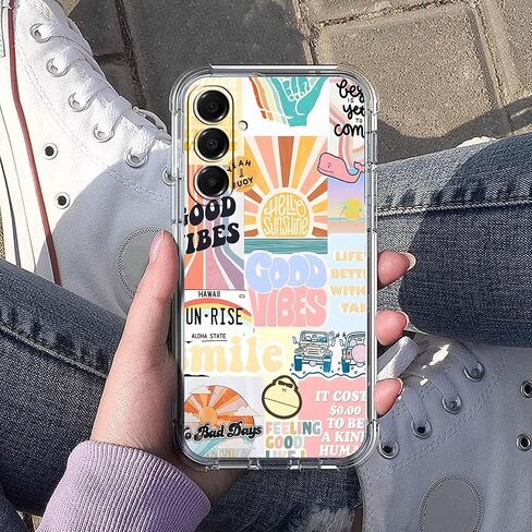 Case for Samsung Galaxy A17 with Aesthetic Design,Good Vibes Positive Quote Collage,Clear Slim Soft TPU Bumper Phone Cover,6.7"(Good,A17) in Saudi Arabia