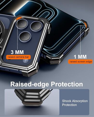حافظة OATSBASF X لهاتف iPhone 17 Pro Max 6.9 بوصة، مع حامل مغناطيسي قابل للدوران 360 درجة، حافظة هاتف معدنية نحيفة مقاومة للصدمات بدون إطار، أسود in Kuwait