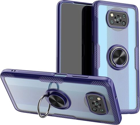 حافظة SORAKA شفافة لهاتف Xiaomi Poco X3 Pro/Poco X3 NFC مع حامل حلقي، حافظة نحيفة شفافة وغطاء صلب من البولي كربونات لهاتف Xiaomi Poco X3 Pro مع لوحة معدنية لحامل هاتف السيارة المغناطيسي in Kuwait