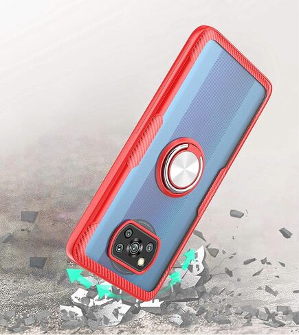 حافظة SORAKA شفافة لهاتف Xiaomi Poco X3 Pro/Poco X3 NFC مع حامل حلقي، حافظة نحيفة شفافة وغطاء صلب من البولي كربونات لهاتف Xiaomi Poco X3 Pro مع لوحة معدنية لحامل هاتف السيارة المغناطيسي in Kuwait