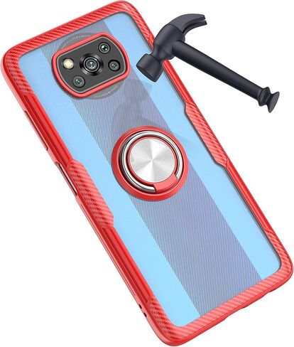 حافظة SORAKA شفافة لهاتف Xiaomi Poco X3 Pro/Poco X3 NFC مع حامل حلقي، حافظة نحيفة شفافة وغطاء صلب من البولي كربونات لهاتف Xiaomi Poco X3 Pro مع لوحة معدنية لحامل هاتف السيارة المغناطيسي in Kuwait