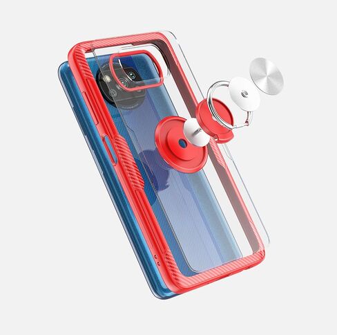 حافظة SORAKA شفافة لهاتف Xiaomi Poco X3 Pro/Poco X3 NFC مع حامل حلقي، حافظة نحيفة شفافة وغطاء صلب من البولي كربونات لهاتف Xiaomi Poco X3 Pro مع لوحة معدنية لحامل هاتف السيارة المغناطيسي in Kuwait