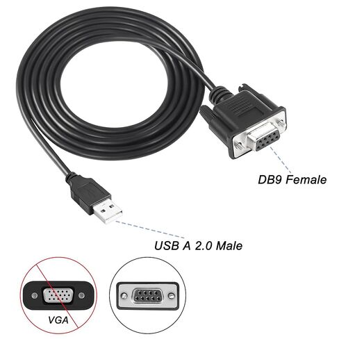 كابل محول تسلسلي أنثى من USB إلى RS-232 DB9، كابل محول تسلسلي USB 2.0 ذكر إلى RS232 Com أنثى DB9 (1.8 متر) in Saudi Arabia