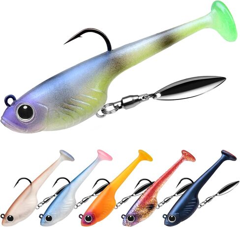 TRUSCEND Duramax Easy Catch TPE Soft Fishing Lures with BKK Hooks, Trembly Sinking and Vibrating Swim for More Bites, Pre-rigged Tear-Resistant Swimbaits for Bass, Trout, Crappie, Freshwater Saltwater in Saudi Arabia