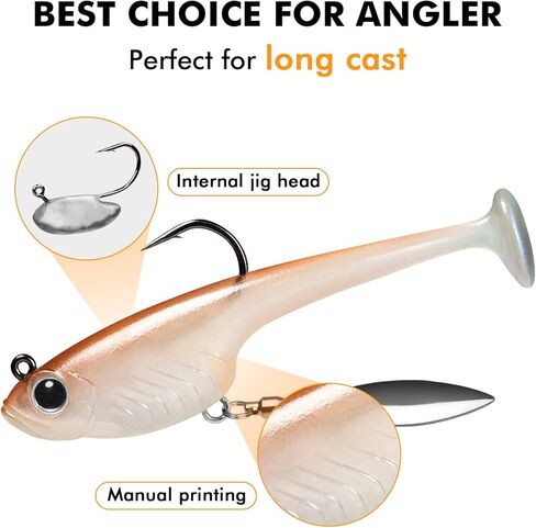 TRUSCEND Duramax Easy Catch TPE Soft Fishing Lures with BKK Hooks, Trembly Sinking and Vibrating Swim for More Bites, Pre-rigged Tear-Resistant Swimbaits for Bass, Trout, Crappie, Freshwater Saltwater in Saudi Arabia
