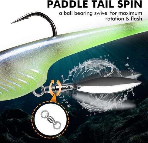 TRUSCEND Duramax Easy Catch TPE Soft Fishing Lures with BKK Hooks, Trembly Sinking and Vibrating Swim for More Bites, Pre-rigged Tear-Resistant Swimbaits for Bass, Trout, Crappie, Freshwater Saltwater in Saudi Arabia
