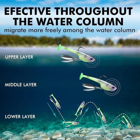 TRUSCEND Duramax Easy Catch TPE Soft Fishing Lures with BKK Hooks, Trembly Sinking and Vibrating Swim for More Bites, Pre-rigged Tear-Resistant Swimbaits for Bass, Trout, Crappie, Freshwater Saltwater in Saudi Arabia