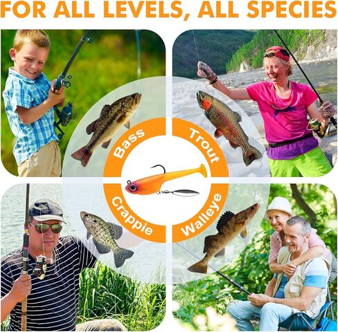 TRUSCEND Duramax Easy Catch TPE Soft Fishing Lures with BKK Hooks, Trembly Sinking and Vibrating Swim for More Bites, Pre-rigged Tear-Resistant Swimbaits for Bass, Trout, Crappie, Freshwater Saltwater in Saudi Arabia