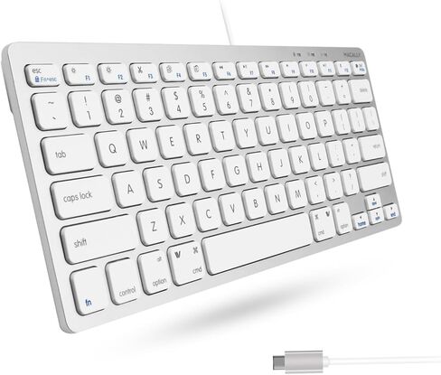 لوحة مفاتيح سلكية USB C من Macally لجهاز Mac (USB C + USB A) - لوحة مفاتيح متوافقة مع أجهزة MacBook Pro/Air وiMac وMacMini - لوحة مفاتيح Mac صغيرة الحجم من الألومنيوم in Saudi Arabia