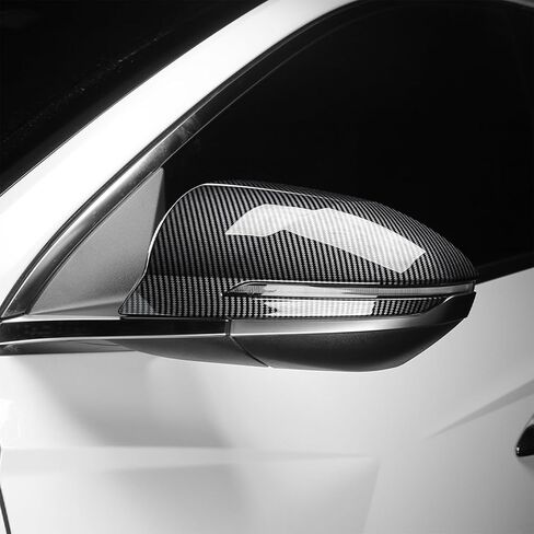 قطعتان من أغطية غطاء المرآة الخلفية متوافقة مع Hyundai Tucson 2024 2025 ABS غطاء مرآة جانبي للباب الجانبي يغطي ملحقات السيارة الخارجية مناسبة للنماذج ذات إشارات الانعطاف (نمط ألياف الكربون) in Kuwait