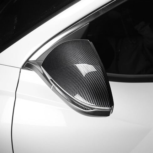 قطعتان من أغطية غطاء المرآة الخلفية متوافقة مع Hyundai Tucson 2024 2025 ABS غطاء مرآة جانبي للباب الجانبي يغطي ملحقات السيارة الخارجية مناسبة للنماذج ذات إشارات الانعطاف (نمط ألياف الكربون) in Kuwait