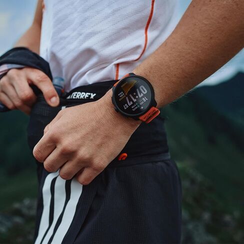 SUUNTO Race 2 GPS Sports Watch, 1.5" AMOLED Touchscreen w/Crown, Feather Gray & SUUNTO 22 ATH8 Silicone Strap Orange S+M in Saudi Arabia