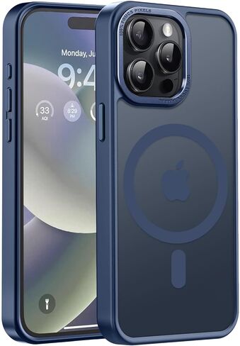 Newfuture Magnetic for iPhone 15 Pro Case [Compatible with Magsafe] [Military Grade Drop Protection] Translucent Matte Anti-Fingerprint Shockproof Phone Case for iPhone 15 Pro 6.1 inch, Navy Blue in Saudi Arabia