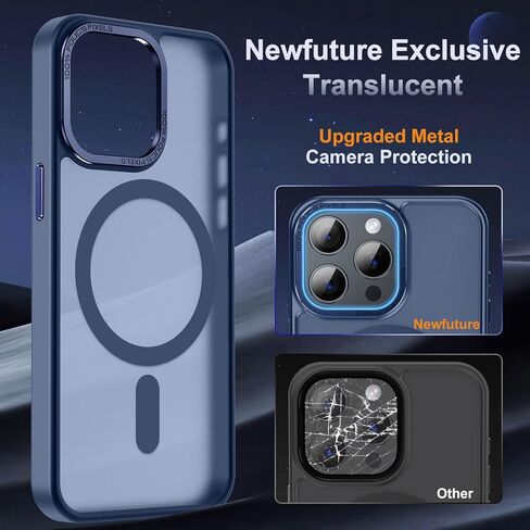 Newfuture Magnetic for iPhone 15 Pro Case [Compatible with Magsafe] [Military Grade Drop Protection] Translucent Matte Anti-Fingerprint Shockproof Phone Case for iPhone 15 Pro 6.1 inch, Navy Blue in Saudi Arabia