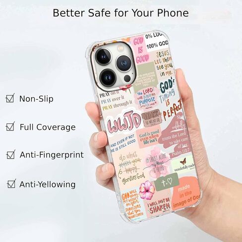 حافظة لهاتف iPhone 13 Pro بتصميم مسيحي، نمط مجمعة لآية الكتاب المقدس للرجال والنساء، حافظة شفافة نحيفة من مادة TPU الناعمة، 6.1 بوصة (كريستيان، 13pro) in Kuwait