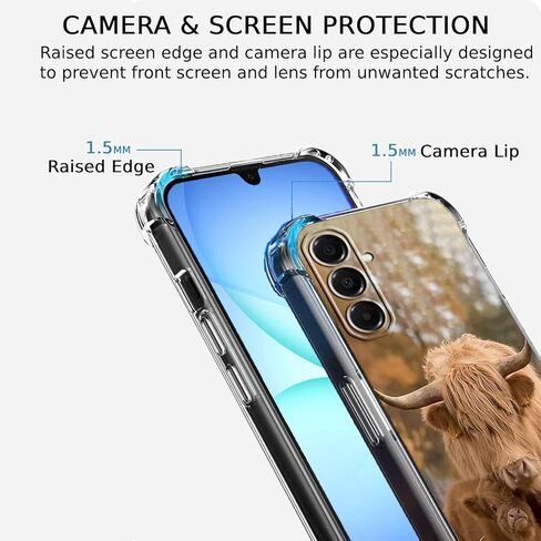 Case for Samsung Galaxy A17 with Cow Design,Cute Highland Cattle Family Pattern,Clear Slim Soft TPU Bumper Phone Cover,6.7"(Cow,A17) in Saudi Arabia