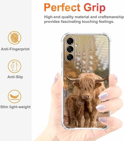 Case for Samsung Galaxy A17 with Cow Design,Cute Highland Cattle Family Pattern,Clear Slim Soft TPU Bumper Phone Cover,6.7"(Cow,A17) in Saudi Arabia