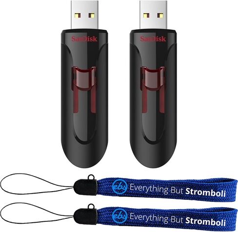 SanDisk (2 Pack) Cruzer Glide Pen Drive USB 3.0 256GB Type-A Flash Drive - SDCZ600-256G-B35 - Bundle with (2) Everything But Stromboli Lanyards in Saudi Arabia