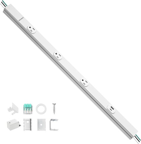 SURAIELEC 24 in Hardwired Under Cabinet Power Strip with USB-A & USB-C, 3 TR Outlets, Custom Length Plug Molding Under Cabinet, Seamless Outlet Strip for Kitchen Cabinets, Workshop, ETL Listed, White in Saudi Arabia