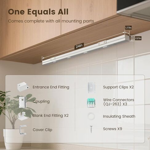 SURAIELEC 24 in Hardwired Under Cabinet Power Strip with USB-A & USB-C, 3 TR Outlets, Custom Length Plug Molding Under Cabinet, Seamless Outlet Strip for Kitchen Cabinets, Workshop, ETL Listed, White in Saudi Arabia