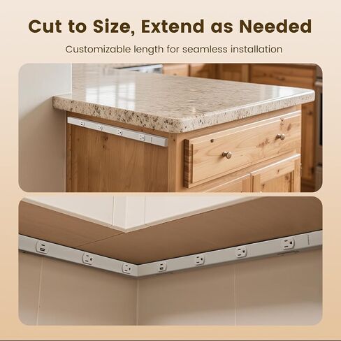SURAIELEC 24 in Hardwired Under Cabinet Power Strip with USB-A & USB-C, 3 TR Outlets, Custom Length Plug Molding Under Cabinet, Seamless Outlet Strip for Kitchen Cabinets, Workshop, ETL Listed, White in Saudi Arabia
