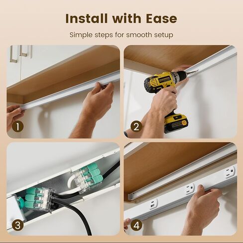 SURAIELEC 24 in Hardwired Under Cabinet Power Strip with USB-A & USB-C, 3 TR Outlets, Custom Length Plug Molding Under Cabinet, Seamless Outlet Strip for Kitchen Cabinets, Workshop, ETL Listed, White in Saudi Arabia