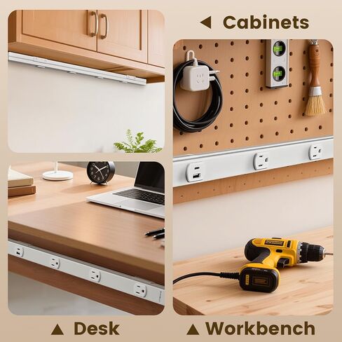 SURAIELEC 24 in Hardwired Under Cabinet Power Strip with USB-A & USB-C, 3 TR Outlets, Custom Length Plug Molding Under Cabinet, Seamless Outlet Strip for Kitchen Cabinets, Workshop, ETL Listed, White in Saudi Arabia