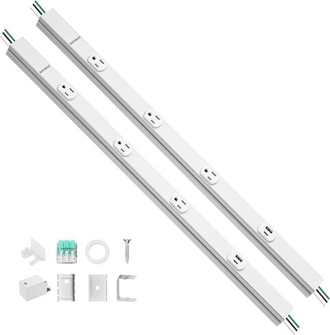 SURAIELEC 24 in Hardwired Under Cabinet Power Strip with USB-A & USB-C, 3 TR Outlets, Custom Length Plug Molding Under Cabinet, Seamless Outlet Strip for Kitchen Cabinets, Workshop, ETL Listed, White in Saudi Arabia