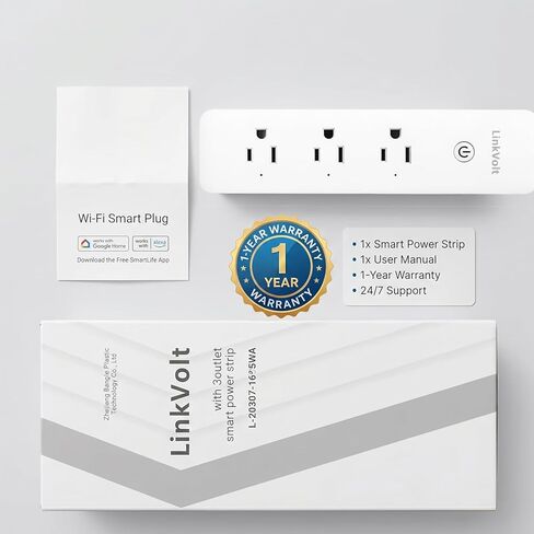 LINKVOLT Smart Power Strip WiFi Surge Protector Alexa Google Home Voice Control Outlet Extender for Home Office 3AC 15A 1875W 2.4GHz Voice Control in Saudi Arabia