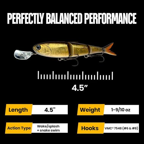 Headbanger Spitfire Topwater Fishing Lure (4-1/2" & 6-1/2") – Hybrid Wakebait & Propbait for Bass, Pike & Musky – Hard Body Swimbait with Action Lip & VMC Hooks in Kuwait