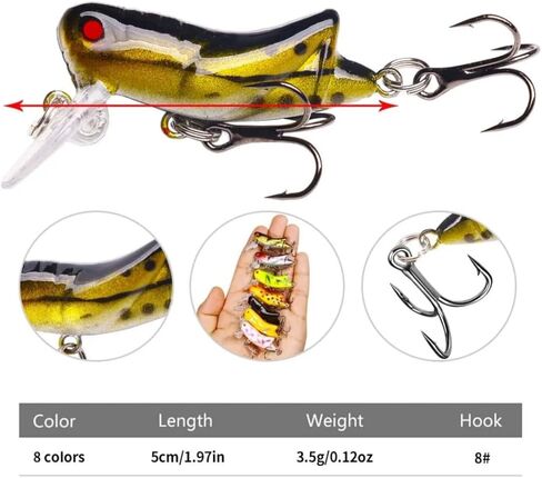 Fishing Lure 6 Cricket Topwater Crankbait for Freshwater Saltwater Bass Trout Perch Bream Bluegill Crappie By West Fork Woods and Waters LLC in Saudi Arabia