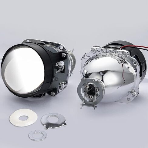 عدسة بروجيكتور صغيرة مقاس 2.5 بوصة LHD Bixenon مع أغطية كروم فضية مقاس 2.5 بوصة، وظيفة شعاع عالية/منخفضة Mini H1 مناسبة عالميًا لدراجة نارية H1 H4 H7 in Kuwait