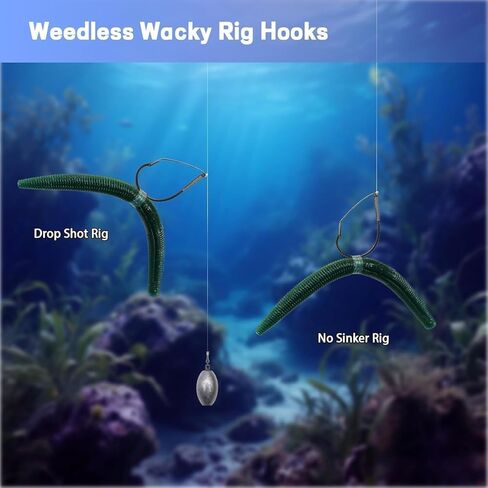 Small Weedless Wacky Rig Hooks - Fish Circle Hook for Wacky Worm & Neko Rig Fishing - 25 Pack Saltwater & Freshwater Bass Hooks in Kuwait