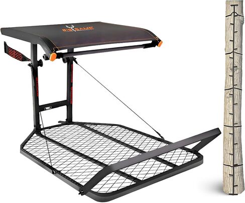 BIG GAME Captain XC Steel Hang-On Treestand مع 14 × 8 بوصة. مقعد خلفي قابل للطي مزود بعصي التسلق السريعة، معدات الصيد لحوامل الغزلان in Kuwait