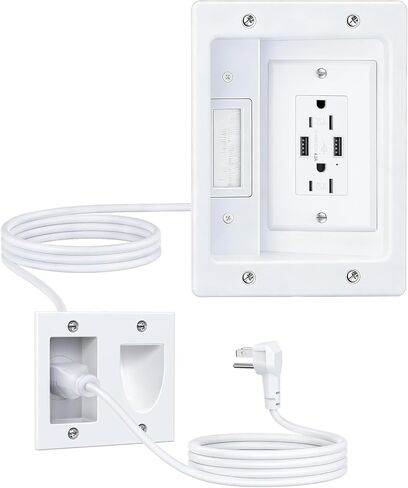 FORGING MOUNT in-Wall Cable Management Kit or Power & Low Voltage Cords, Cord Hider for Wall Mount TV with AC Outlets, Includes 6ft Extension Cord, Drywall Hole Saw Attachment,Drill Templates in Saudi Arabia