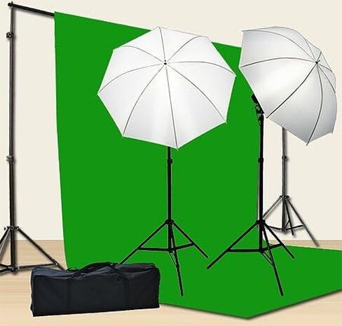 ePhoto 10 x 12 ChromaKey Green Screen Digital Photography Studio Video Lighting Kit with Background Stand and Case Kit by ePhotoInc H15-1012G in Saudi Arabia