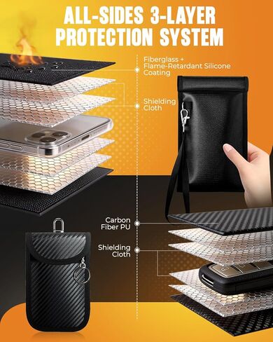 حقائب فاراداي للهواتف ومفاتيح السيارة: مجموعة أكياس حجب إشارة RFID، حقيبة فاراداي للهاتف الخلوي للهواتف الذكية + غطاء حماية لمفتاح السيارة، غطاء حماية لحجب الإشارة، 5G/WiFi/GPS/بلوتوث/RFID in Kuwait