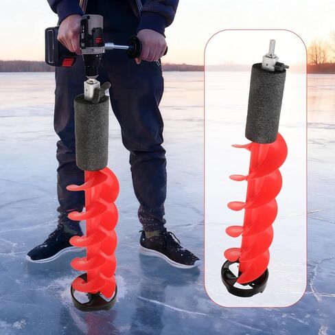 Ice Auger Drill Attachment Fast Cutting Metal Ice Fishing Drill Burrowing Tool for Winter Sports Outdoor Supplies Stainless Steel- 8 inch in Saudi Arabia