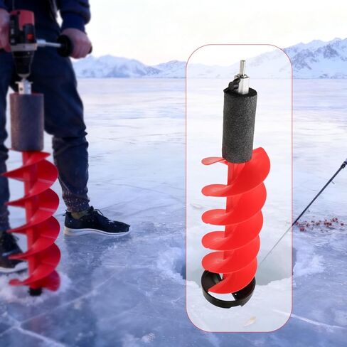 Ice Auger Drill Attachment Fast Cutting Metal Ice Fishing Drill Burrowing Tool for Winter Sports Outdoor Supplies Stainless Steel- 8 inch in Saudi Arabia